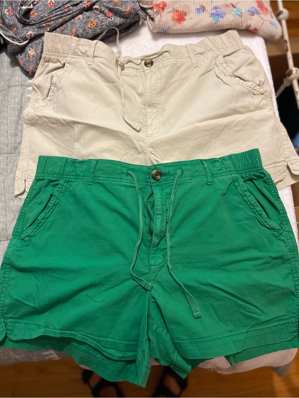 Sonoma Women's Cargo Drawstring Shorts - Green and Cream